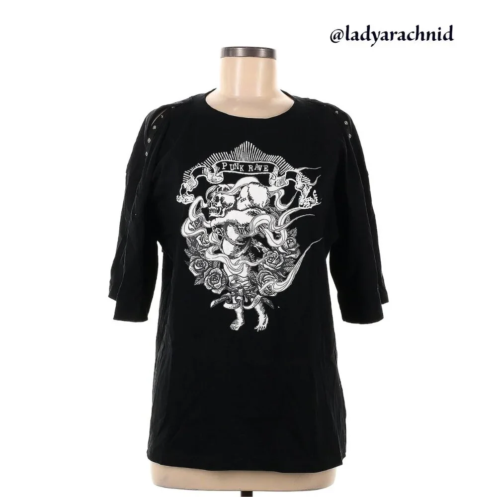 PUNK RAVE cherub print split sleeve tee - Picture 5 of 7